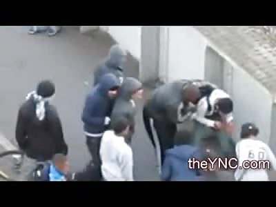 Complete Asshole Steals from Beaten and Bloody Younger Kid at the London Riots