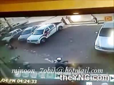 Accident Creams Pedestrian Against another Car