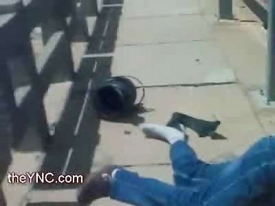 Man thrown off his Bike SPLAT on the Pavement