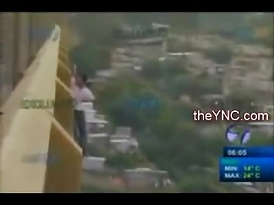 Distraught Boy says his Farewell to Police and Cameras and Jumps to his Death off of Tall Bridge