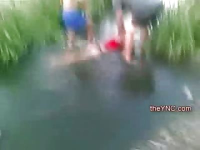 Drunken Girl nearly Drowns by Passing Out in a River??