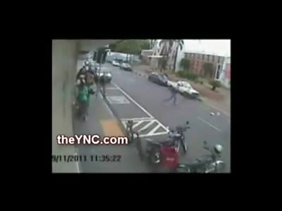 Female Disintegrated by a Speeding White Pickup (Watch Slow Motion)