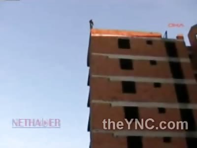 Suicidal Turkish Kid does the Superman off Building.....!!