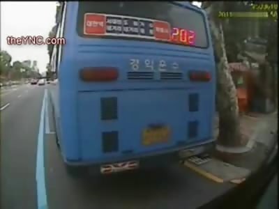 Man Crossing Street is Launched by Car,  lands Underneath Bus Run Over and Killed (Left Side of Screen)