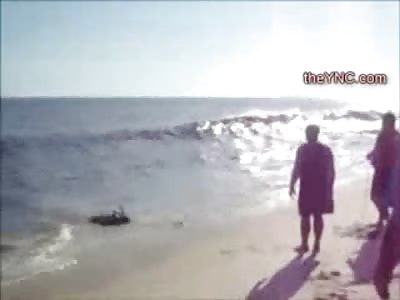 Dead and completely Naked Woman pulled from Water is Bagged Up on the Beach