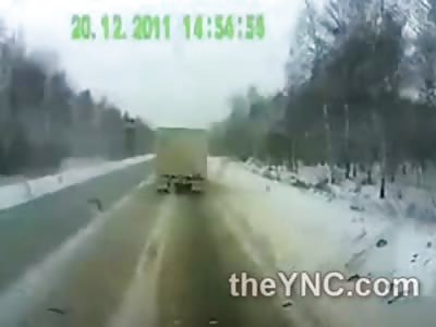 Snowy Head On Collision Ends Poor Womans Life in Horrific First Person View Fashion 
