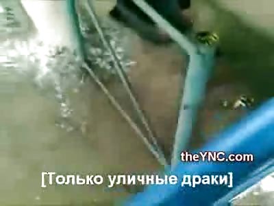 Russian Man Thrown off Porch Then Has His Ass Kicked