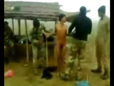 FULL Uncensored Video: Indian Border Guards bound a Man to a Bamboo Pole, Strip Him and Beat Him like a Step Child