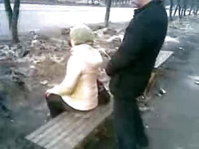 Piss Bandits Piss on Clueless Girl as she Talks with a Boy at the Bus Stop
