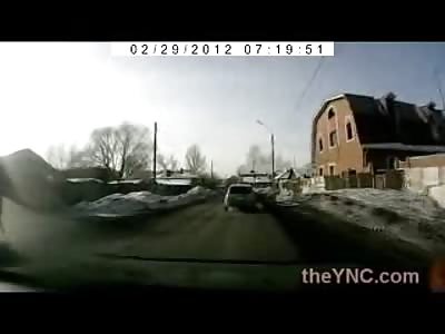 Drunk Driver vs Snow Bank = FAIL