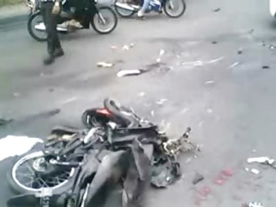 Alternative Angle of BOdies to Bits Motorcylce Accident from Yesterday