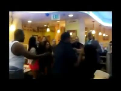 Black Asian and White Fight inside the Ihop