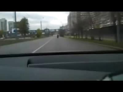 Dashcam catches Motorcyclist Hurled into the Air in Accident at Interesection