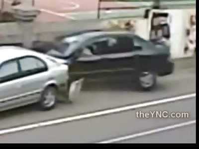 Woman Goes Through Windshield in this Head on Accident (Zoom & Slow Motion Added)