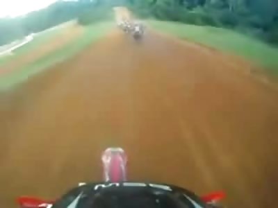 First Person Trampling..Moto Cross Biker run over by 3 of his Co-Racers