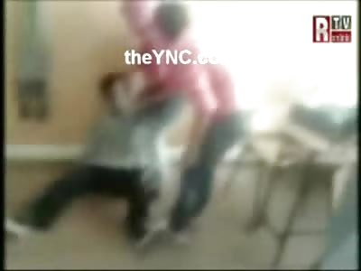 Girl in Pink Hoodie Delivers Beating and Drags Boy out of Class Room