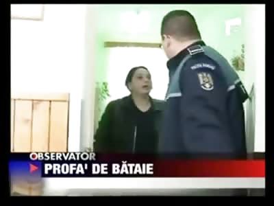 Emotionless Police Officer Bitch Slaps the Shit out of Irate Female School Teacher