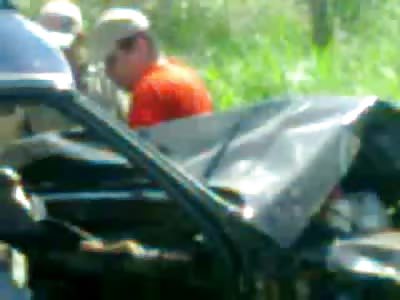 Bust Woman Dead on the Grass after Accident Her Husband Didn't Do to Well Either