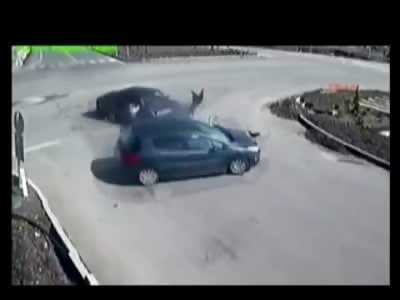 Man Ejected From Vehicle Following Horrific Accident in Turkey (SLOW MO ADDED)