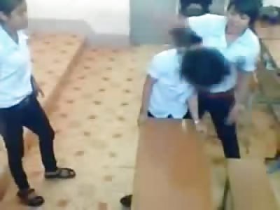 Brutal Humiliation of Teen Girl in Classroom in Asia