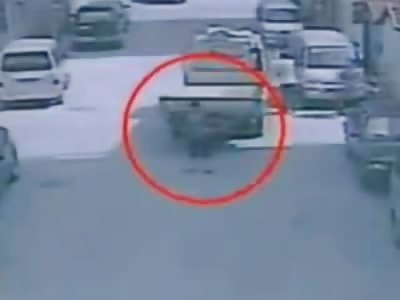 Oblivious Old Woman Ran over by Truck