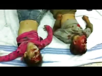 3 Children laid out on a Towel Killed in Syria