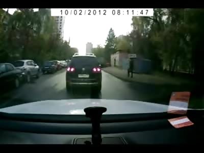Very Stupid Girl Blasted by Car for Not Looking Both Ways 