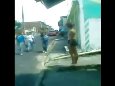 Wow...Redhead Beats the Hell out of Poor Girl just Walking Down the Street