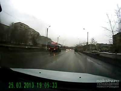 13 Year Old Girl hit on Dashcam lands on her Head