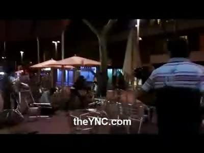 Ridiculous Chair Throwing Fight ends with Man being Pummeled by Attackers
