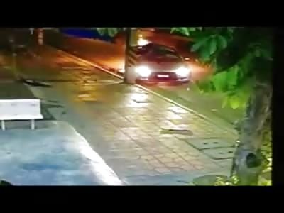 Speeding Car hits Telephone Pole and starts to Burn, Good People try to Remove Bodies before they are Burned (Watch Full Video, Both in the Car Died)