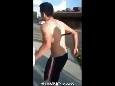 Girlfriend Stabs Cheating Boyfriend in the Back in the Parking Lot