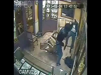 Epic Battle for Life as Store Owner fights for his Life against Knife Wielding Attacker