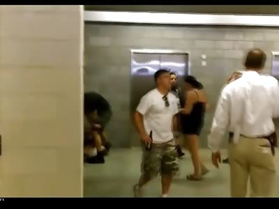 Big Bad Tough Guy gets his Ass Beat by Headbangers in Yankee Stadium as the Police Just watch and Laugh
