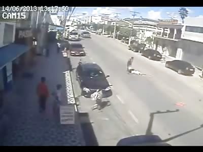 Unlucky Pedestrian is Annihilated by Speeding Motorycle