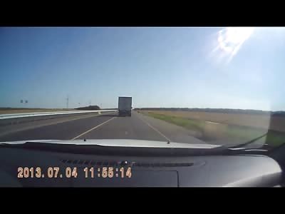 Dash Cam catches Truck Driver falling Asleep at the Wheel and Disintegrating 