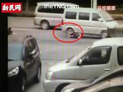 Woman Run Over by Van has her Head under the Tire..Drivers get out to See what they Hit