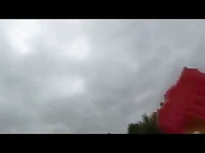 Parachute Guy Fails big Time, goes into Immediate Convulsions from Head Trauma