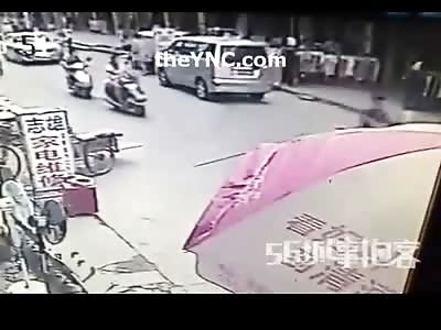 Little Kid on a Pushboard is Ranover and Dragged by Oblivious Moronic Driver