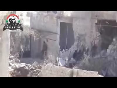 FSA Vaporized in Mortar Explosion in this Direct Hit by Syrian Army