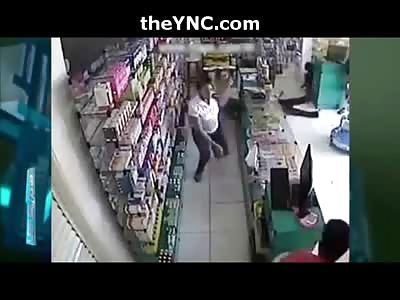 BRASIL -Man is Gunned Down in a Corner Store...Shot Several Times