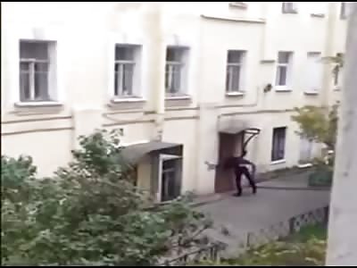 Drunk Man Uses his Head as a Battering Ram on Locked Door