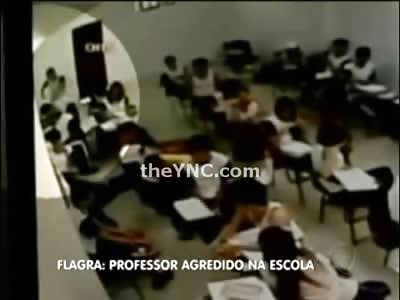 Crazy Student Stabs Teacher in the Neck Right During Class