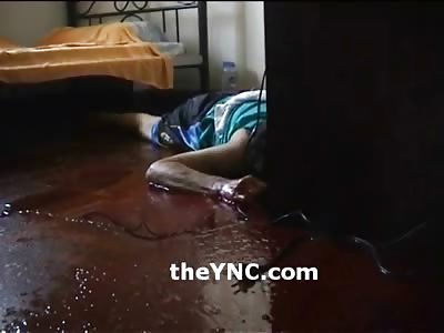 A Boys Bloody Suicide by Razor Blades in his Bedroom