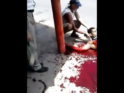 Man is Stabbed Bleeding out Horribly on Sidewalk