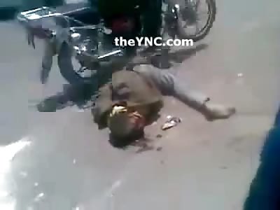 Brutal Video of Man being Killed by Motorcycle, Skidded over by Motorcycle