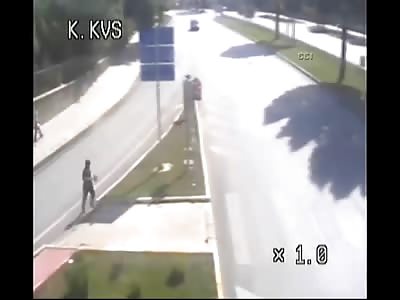 Confused Fella does his Favorite Dance Step before being Hit by Car