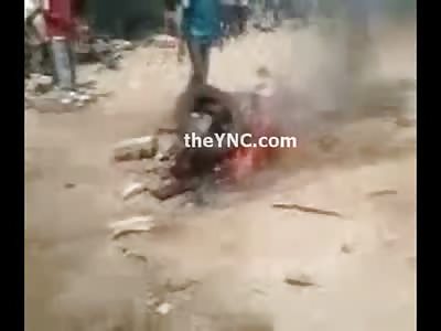 We're late to the party...Man in Alfonso Soriano Yankee Jersey burns a Man Alive