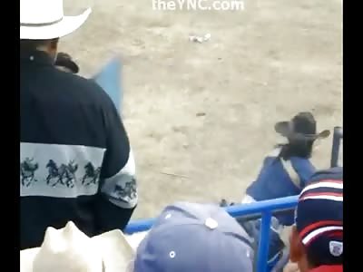 Rodeo Cowboy gets Stuck on Top of Raging Bull and is Killed Instantly after Broken Neck