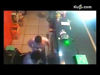 Man Attacks Store Clerk with Anything he Can get his Hands on